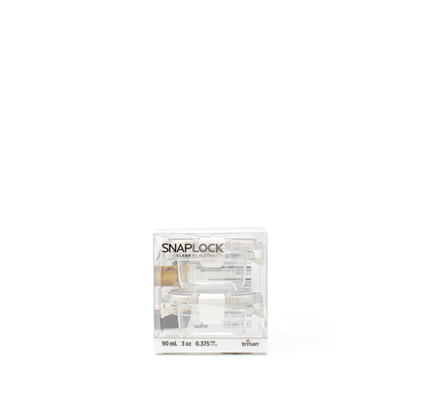 Snaplock clear 90ml square packaged